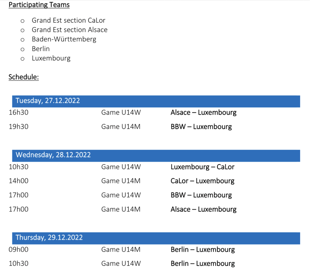 5 regions tournament in Germany - Fédération Luxembourgeoise de Basket